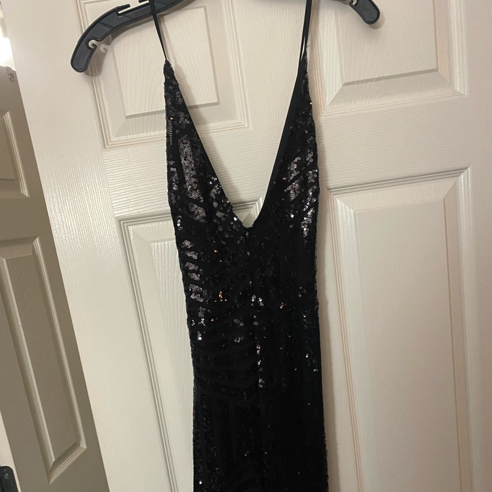 Black Sequin Evening Gown